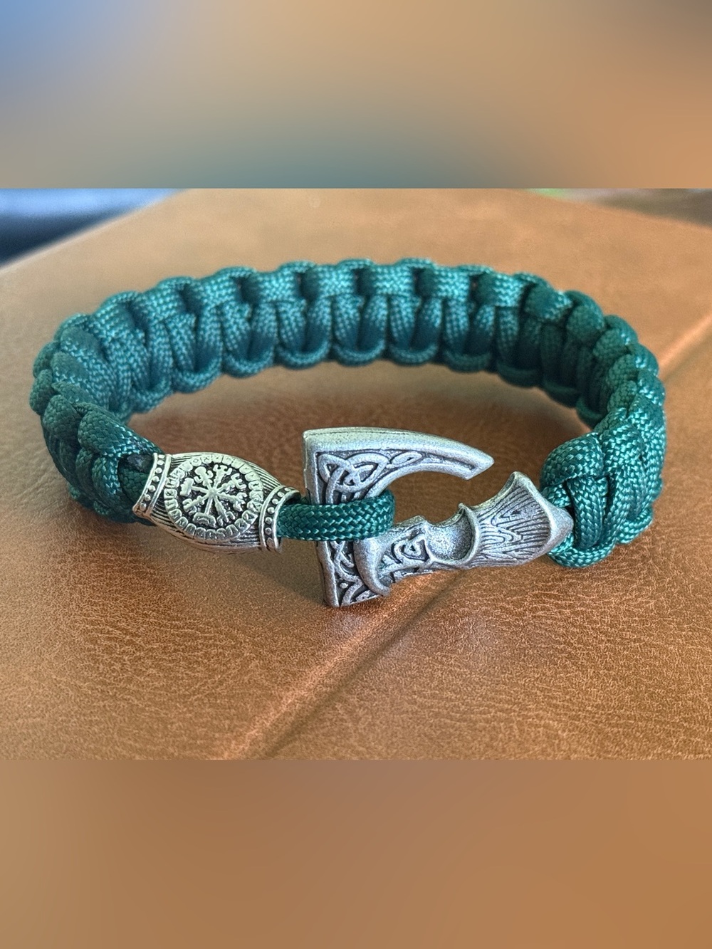 Stainless steel Norse Viking axe rope bracelet